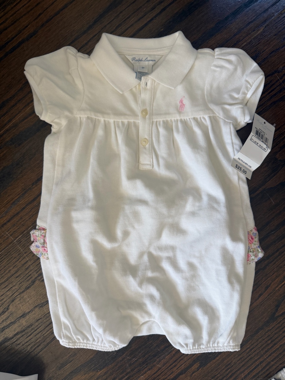 NWT Ralph Lauren 9 month white with floral Romper